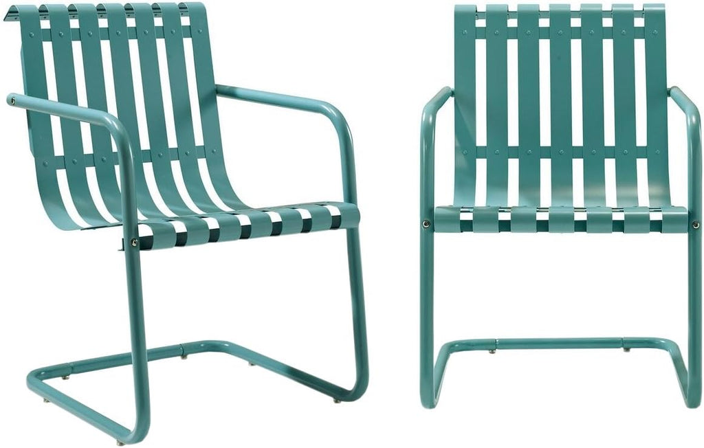 Caribbean Blue Metal Outdoor Spring Chair (Set of 2) V768