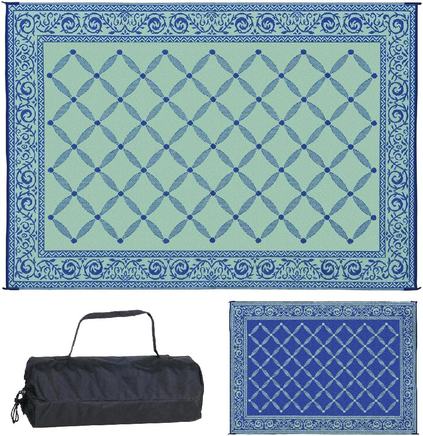 Blue/Light-Green 9-Feet x 12-Feet Outdoor Patio Camping Mat G26147