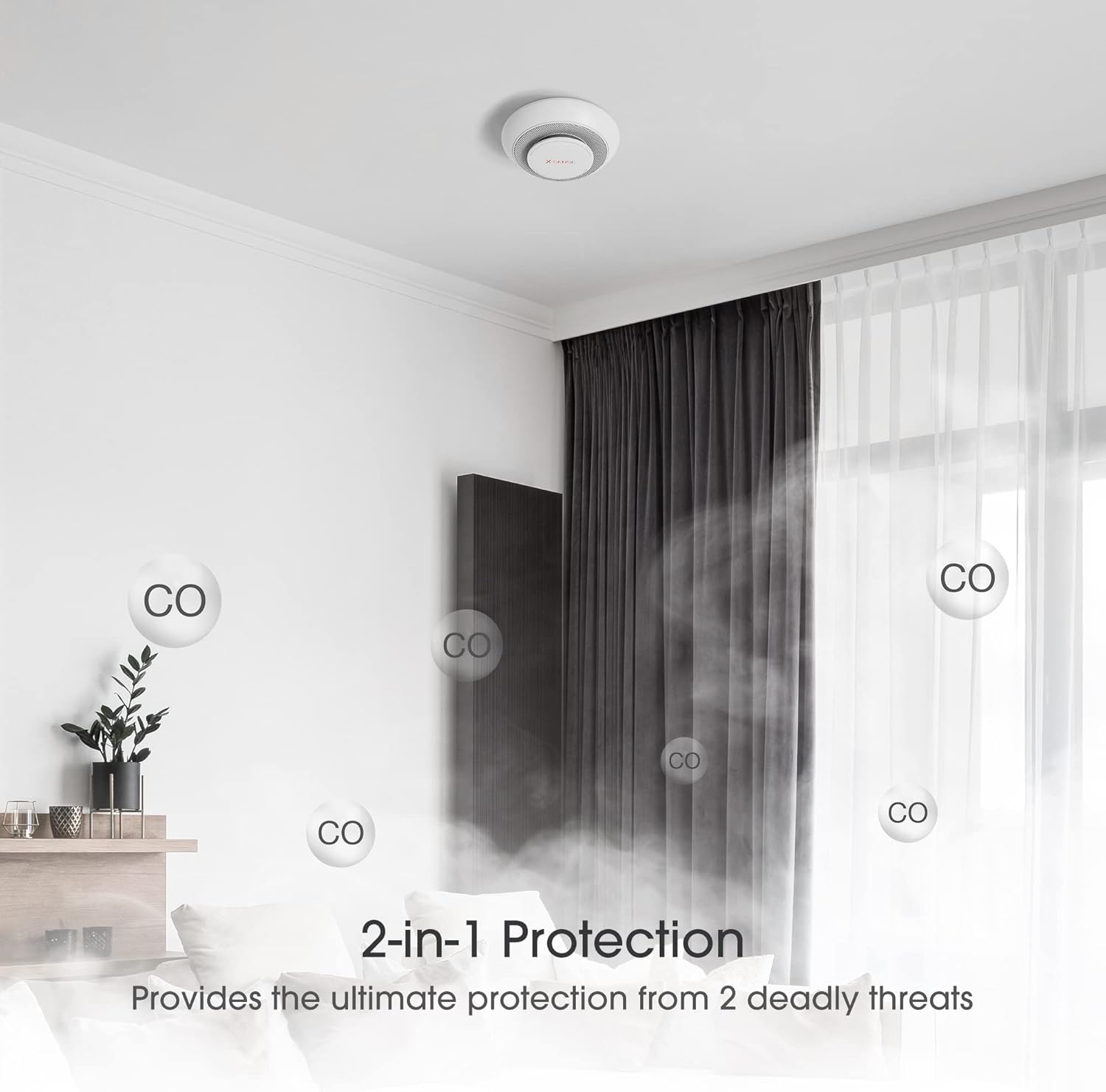 6-Pack Wireless Interconnected Smoke and Carbon Monoxide Detector Alarm L390