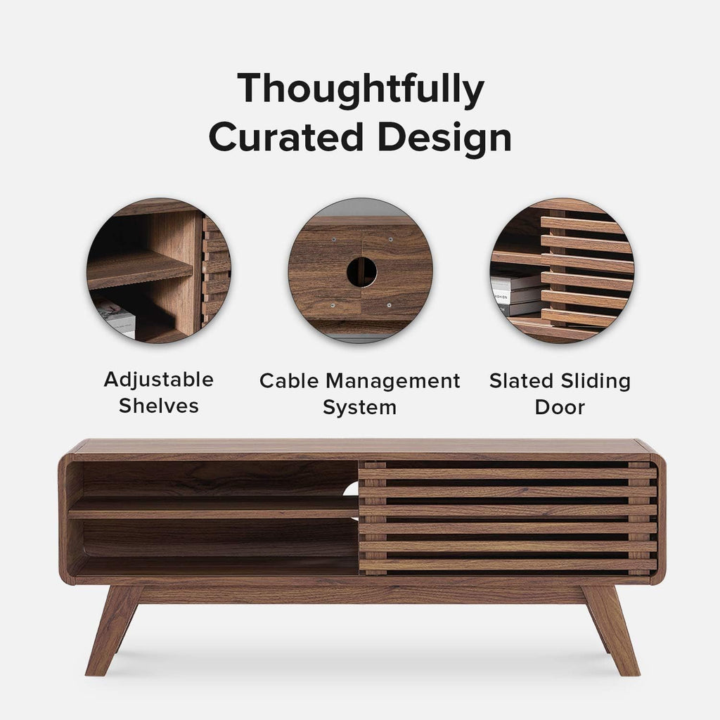 Scandinavian TV Stand with Slatted Door S134666