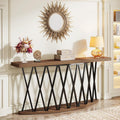 70.8-Inch Wooden Console Table with X-Shaped Metal Frame J4030