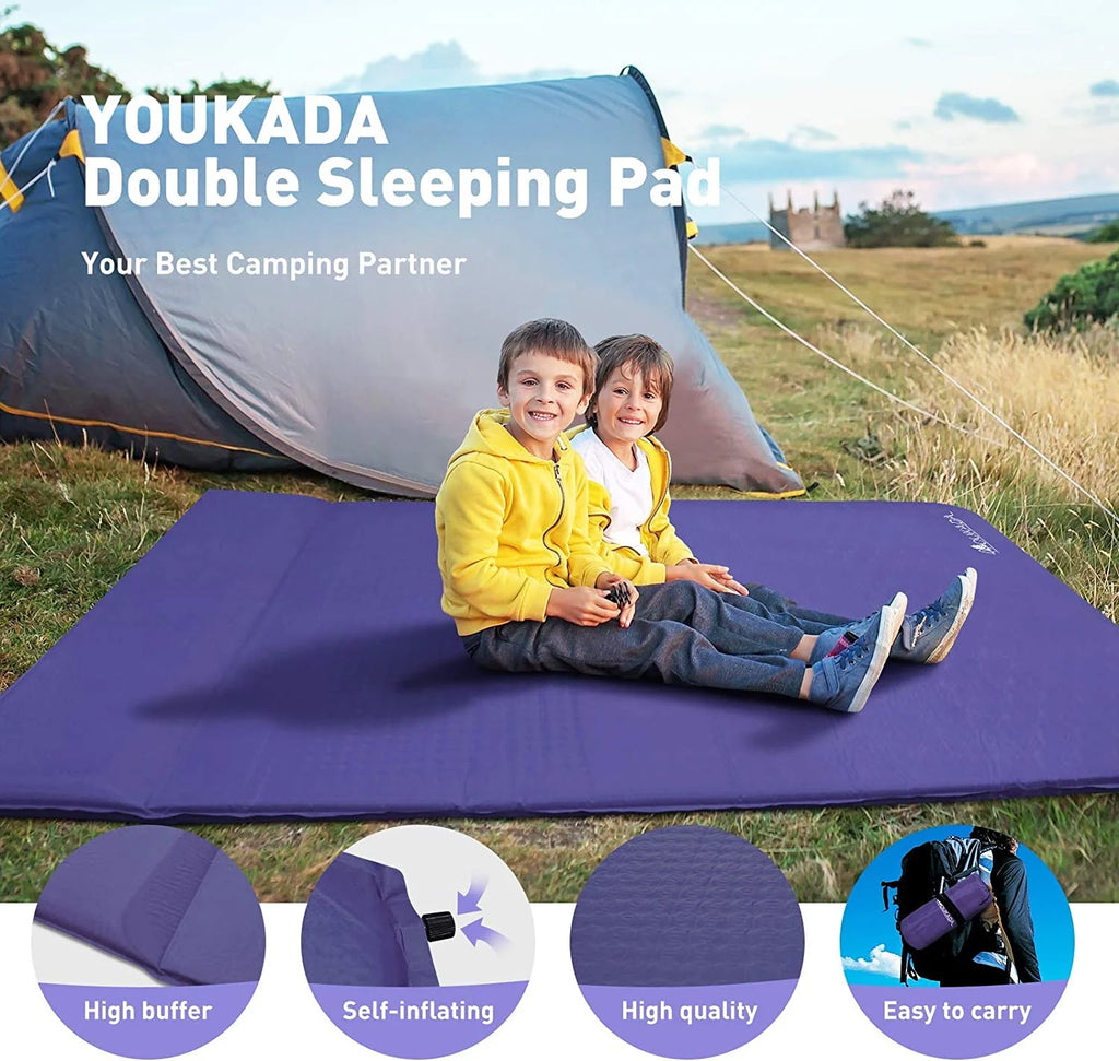 Navy Large Double Self Inflating Sleeping Pad with Pillow S49505