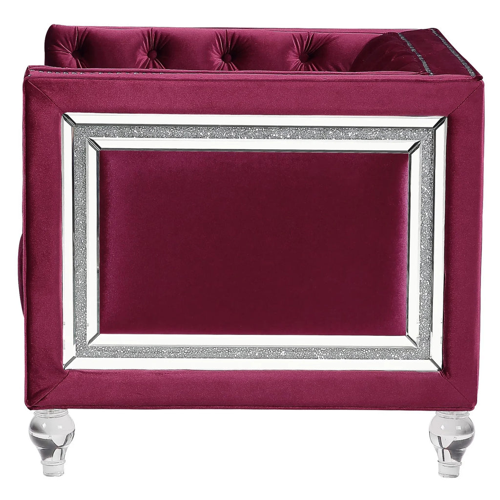 Burgundy Sofa with 2 Pillows E6954