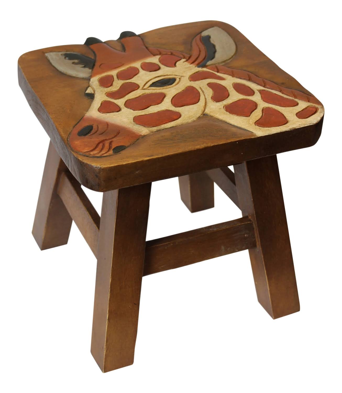 Carved Stained Wood Step Stool A788