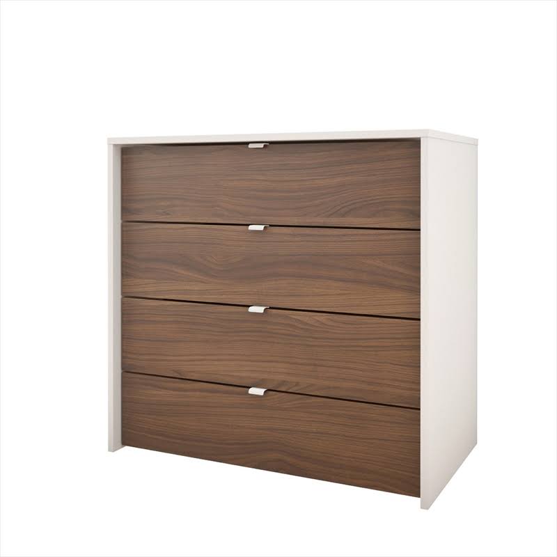 4 Piece Twin Size Bedroom Set Walnut White X804926