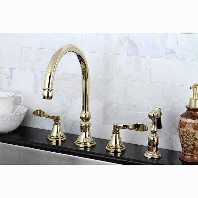 Oil Rubbed Bronze Double Handle Deck Mount Kitchen Faucet with Brass Sprayer X7015