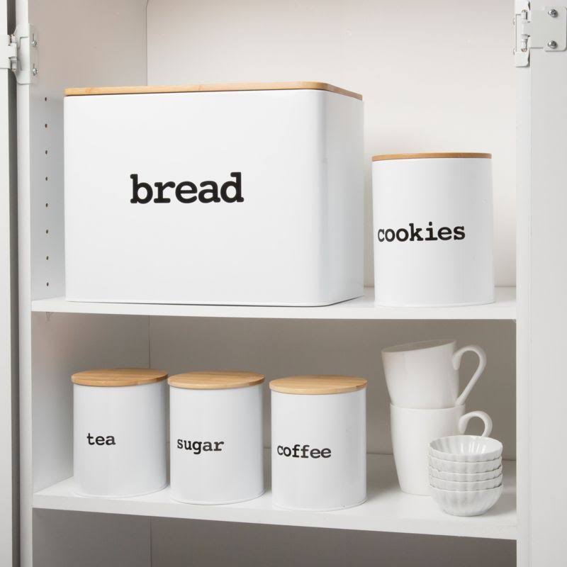 Extra Large Bread Box and 5 Piece Kitchen Canister Set with Bread Cutting Board J690868