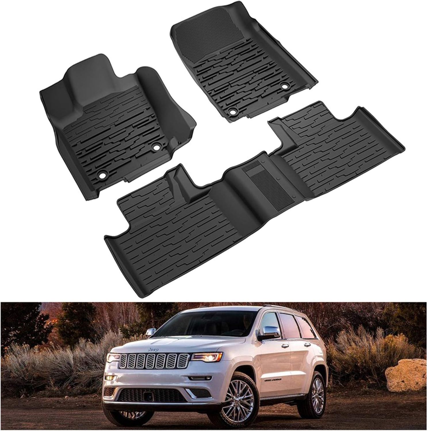 Black TPE Floor Mats & Cargo Liners Set for 2 Row Seat I297