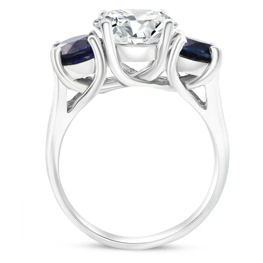 14k Gold Diamond & Blue Sapphire Engagement Ring K6646