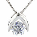 Silver Omega Dancing Stone (CZ) Pendant Rhodium Plated Chain W562892
