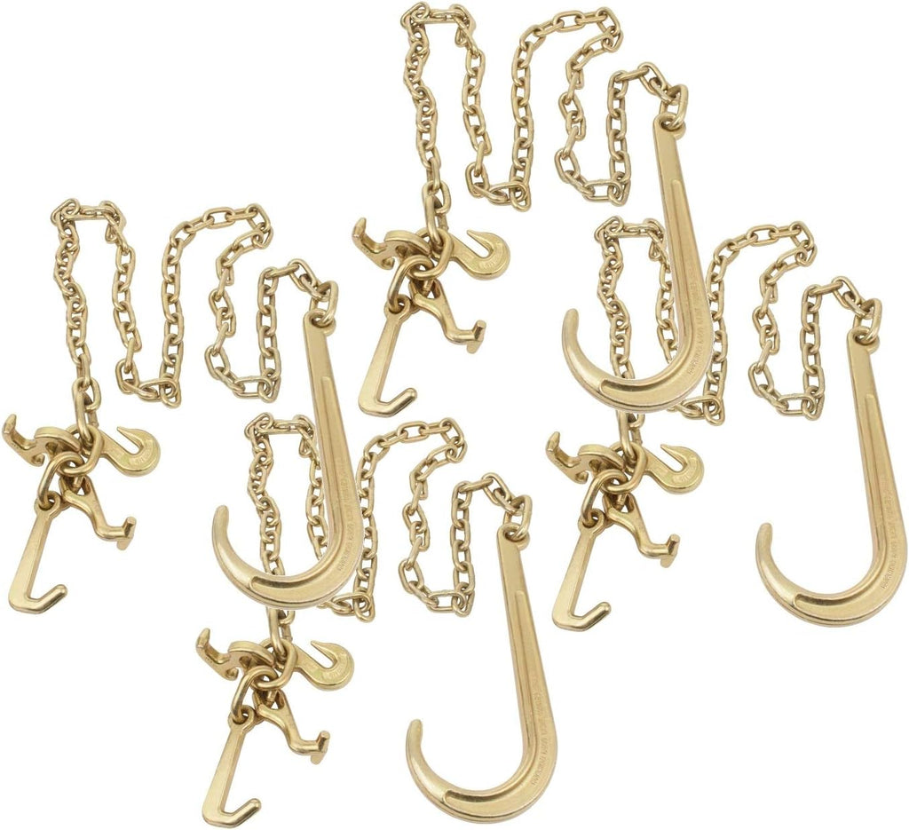 5/16" x 6' Long Shank J Hook Tow Chain with Grab Hook J812728