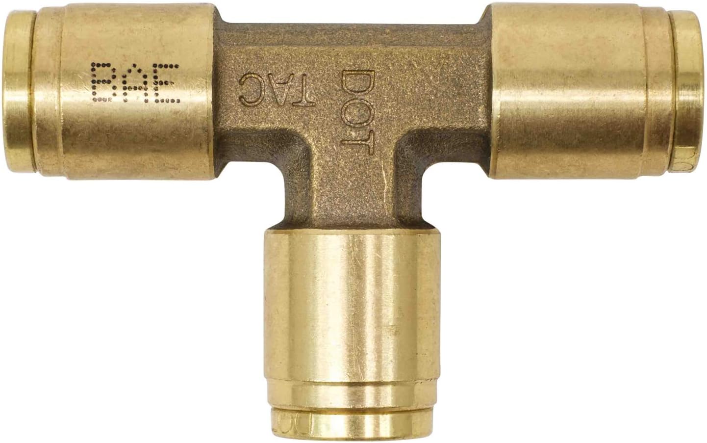 Brass Push to Connect Union Tee Air Brake Tube Fitting, 1/4" Tube OD (5 Pack) T26365