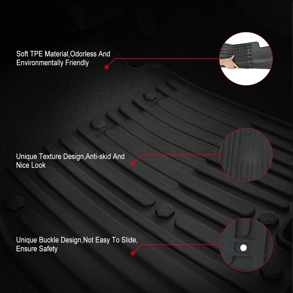 Black Front Row All Weather TPE Floor Mat Set B492