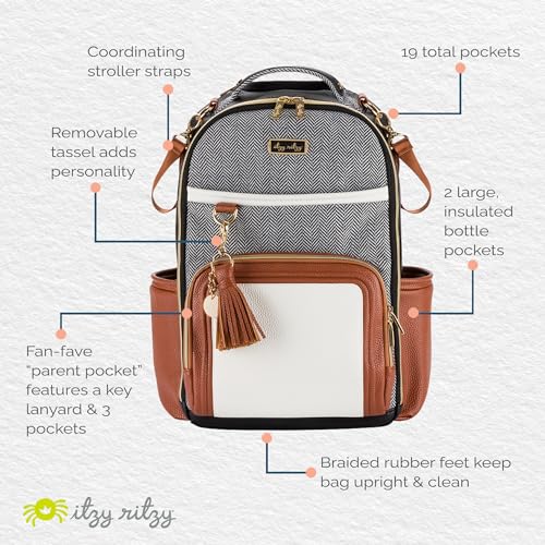 Large Capacity Black Diaper Bag Backpack with 19 Pockets and Changing Pad U561874