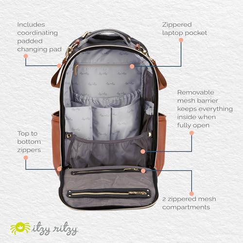 Large Capacity Black Diaper Bag Backpack with 19 Pockets and Changing Pad U561874