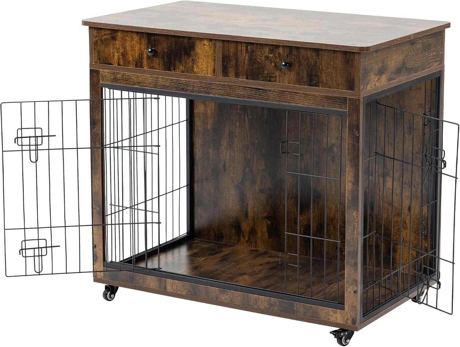 Brown Wooden Cabinet Crate with Storage Drawer and 2 Doors X159