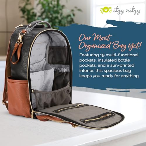 Large Capacity Black Diaper Bag Backpack with 19 Pockets and Changing Pad U561874