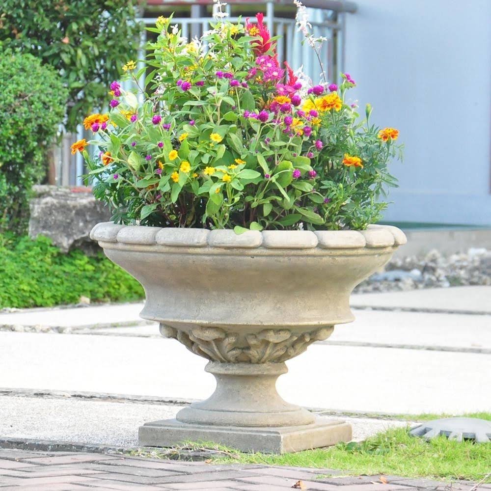 17 in. H Granite Cast Stone Urn M97430