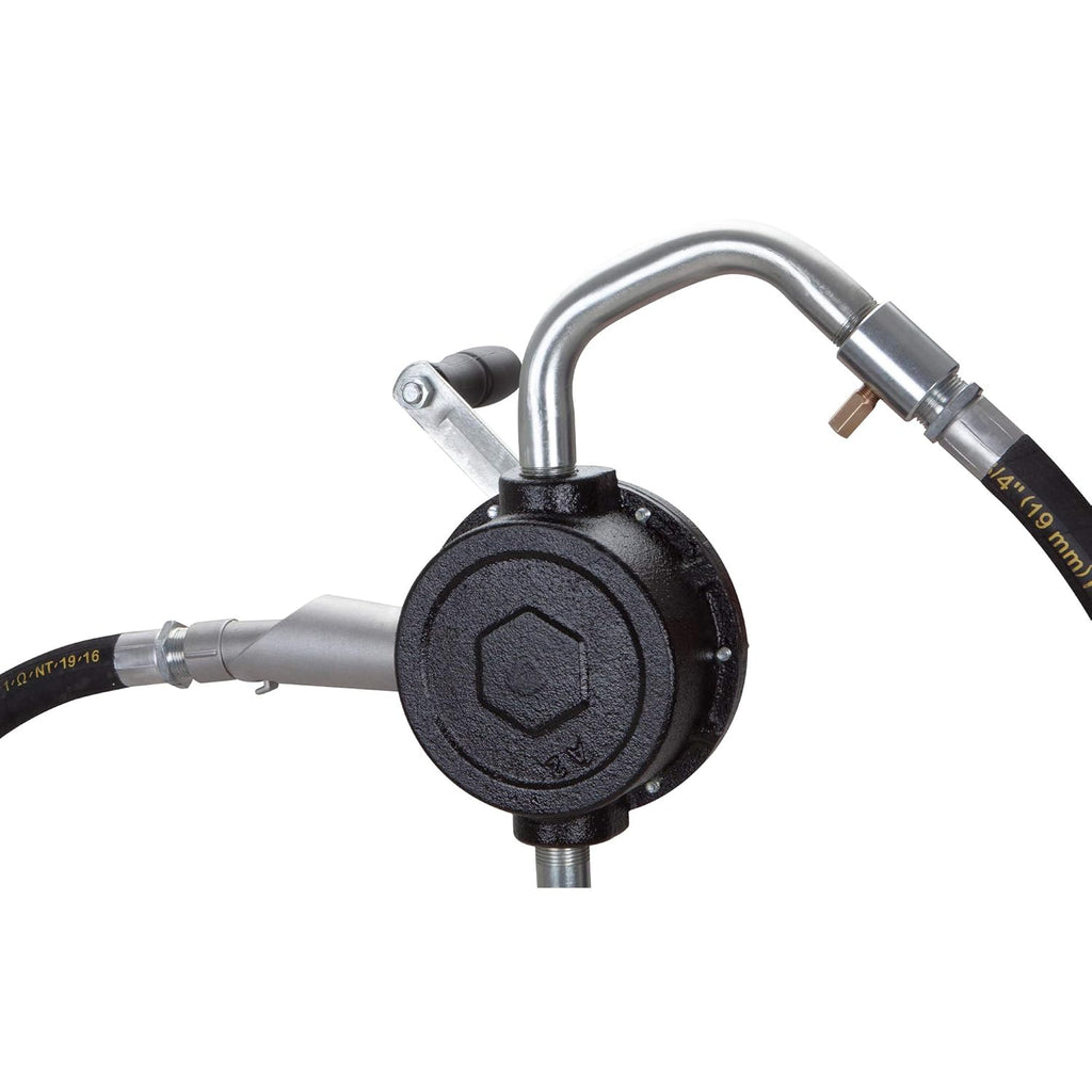 10 GPM Rotary Vane Manual Fuel Transfer Pump with 8-Ft Anti-Static Hose, Non-Sparking Nozzle, Holder, Vacuum Breaker & Flame Arrestor W841546