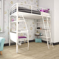 Twin Loft Bed with Integrated Desk and Shelves, White Y166634