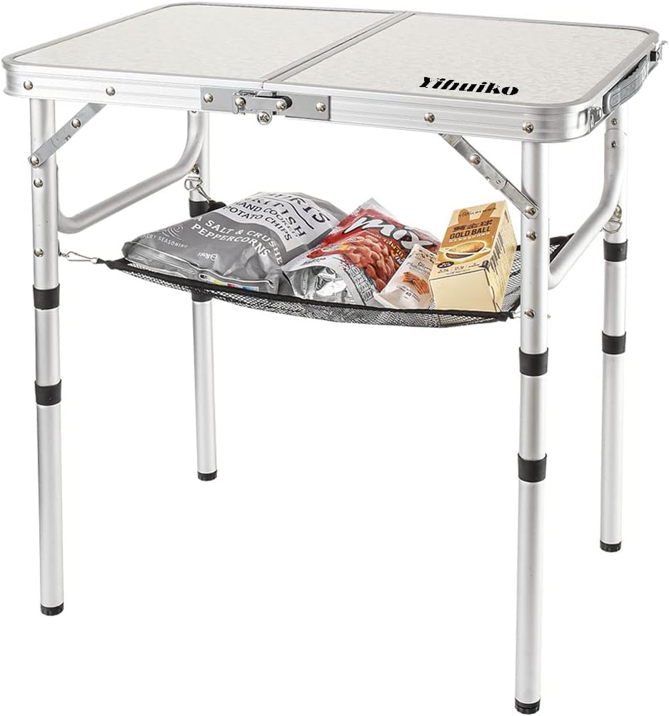 Adjustable Height Portable Folding Camping Table with Aluminum Legs Y2772