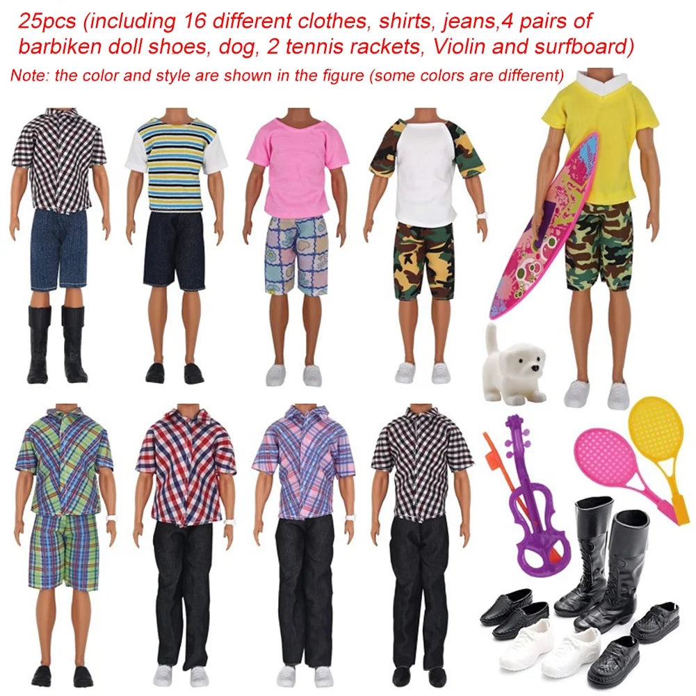 16 Pieces Boyfriend Dolls Clothing Shoes Handmade 11inch Toys E9534
