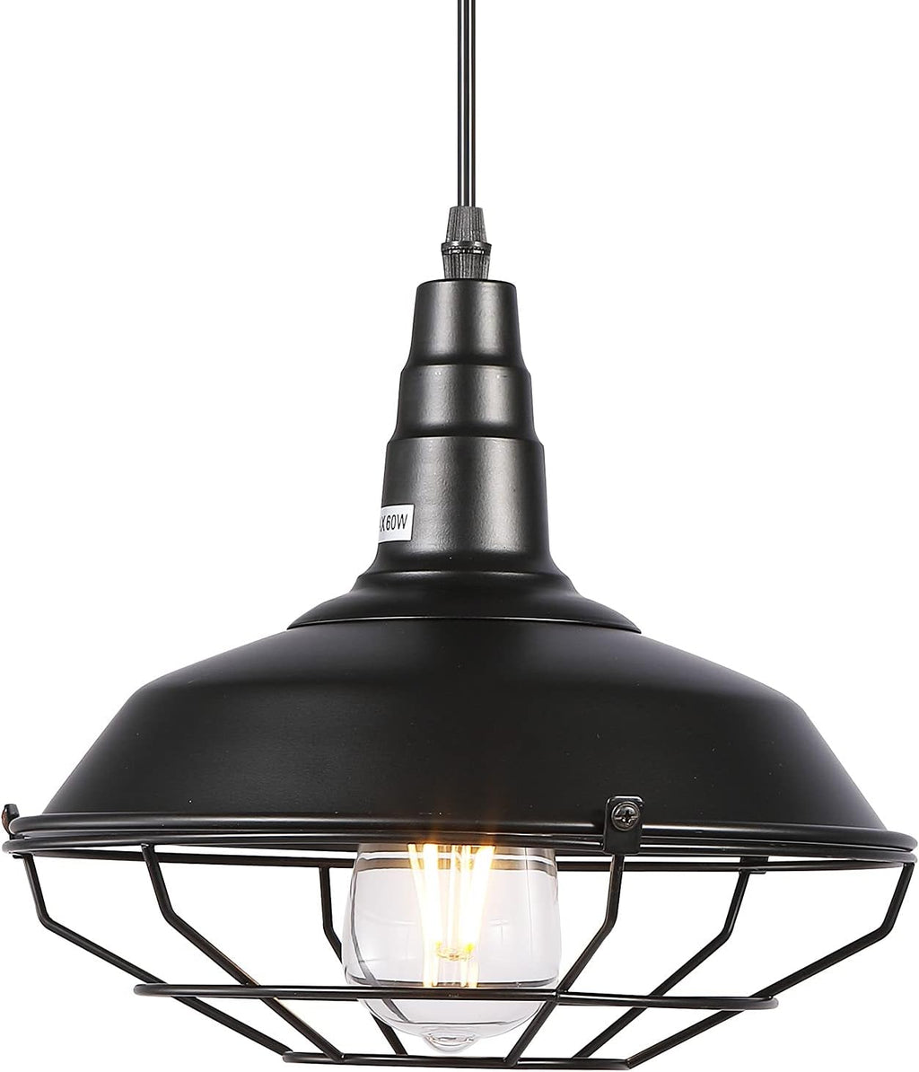 2 Pack Black Metal Wire Cage Plug in Pendant Light P402253