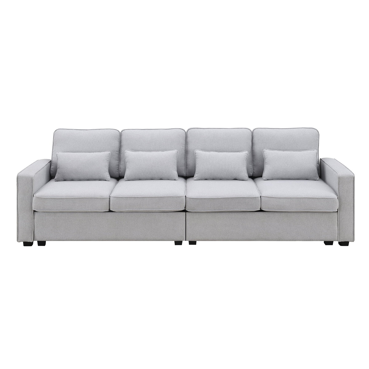 Light Grey 4-Seater Linen Fabric Sofa with 4 Pillows Z17171