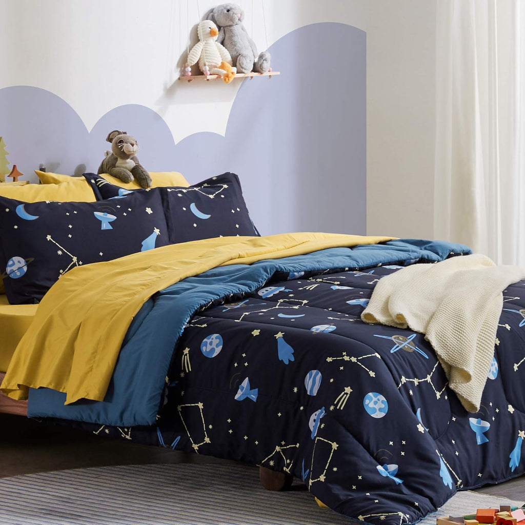 Blue Twin 5 Piece Microfiber Bedding Set K996