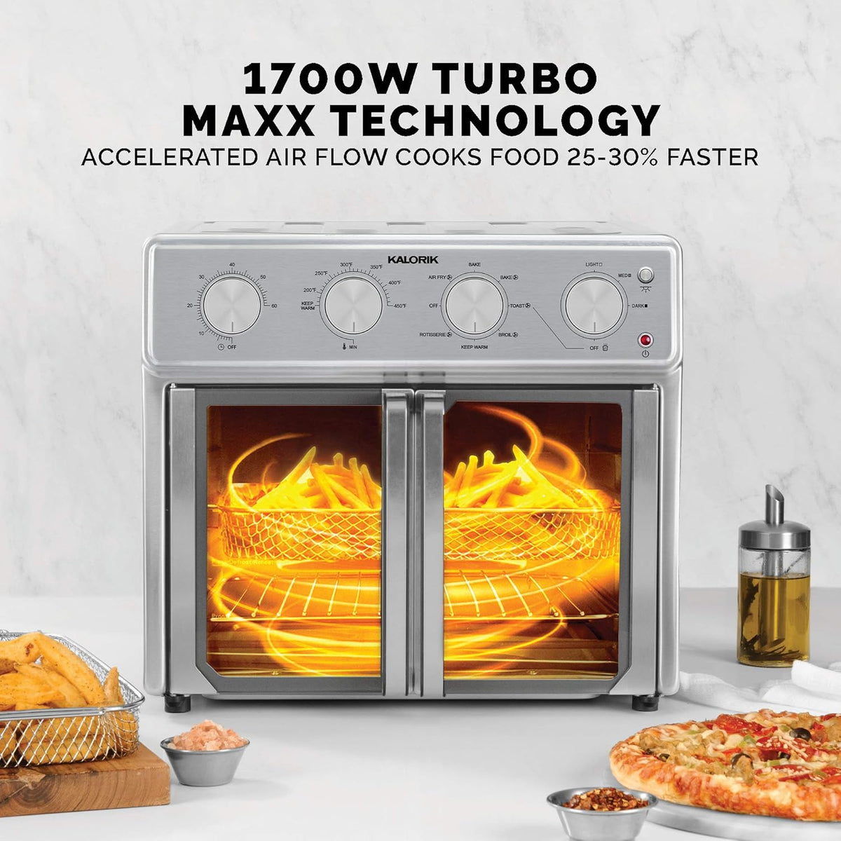 26 Quart 9-in-1 Stainless Steel Air Fryer Toaster Oven Combo N476906