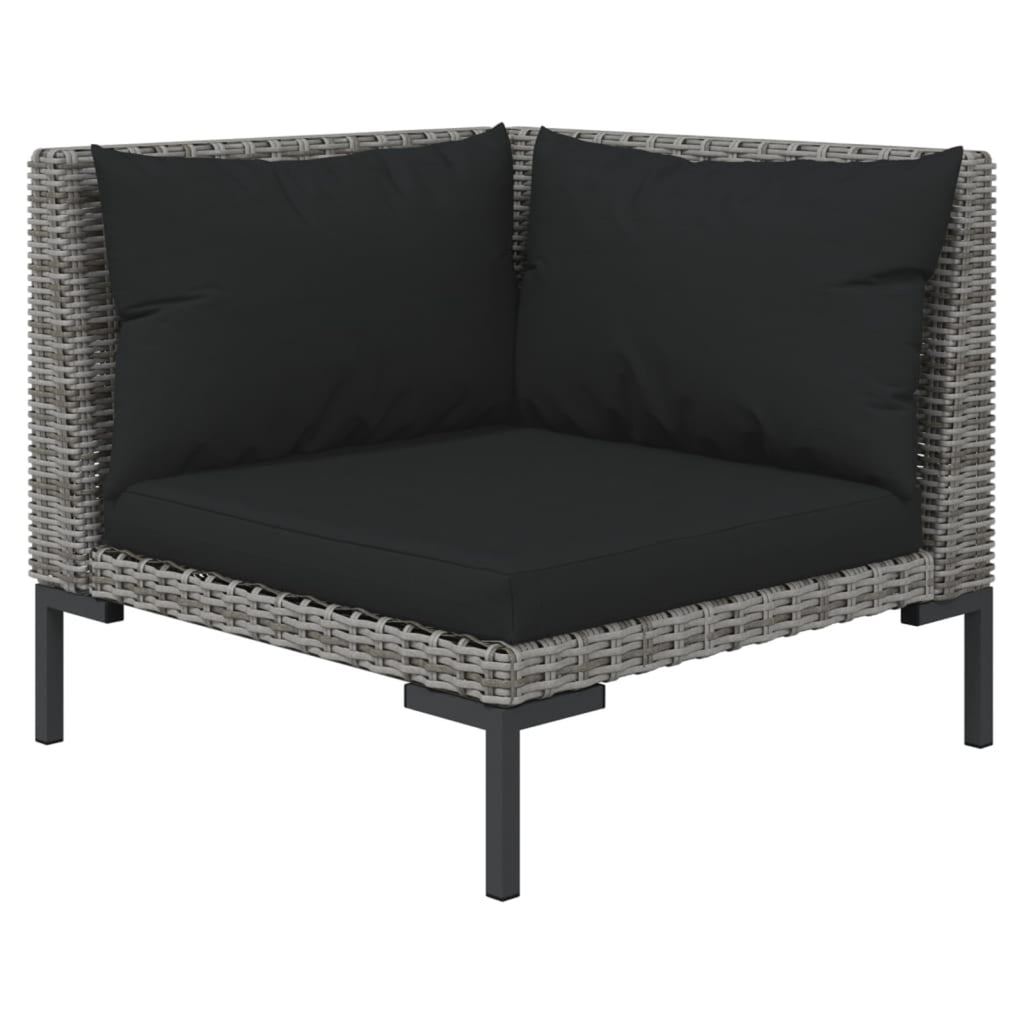 9 Piece Dark Gray Outdoor Sectional Sofa Set with Cushions Steel Frame O667