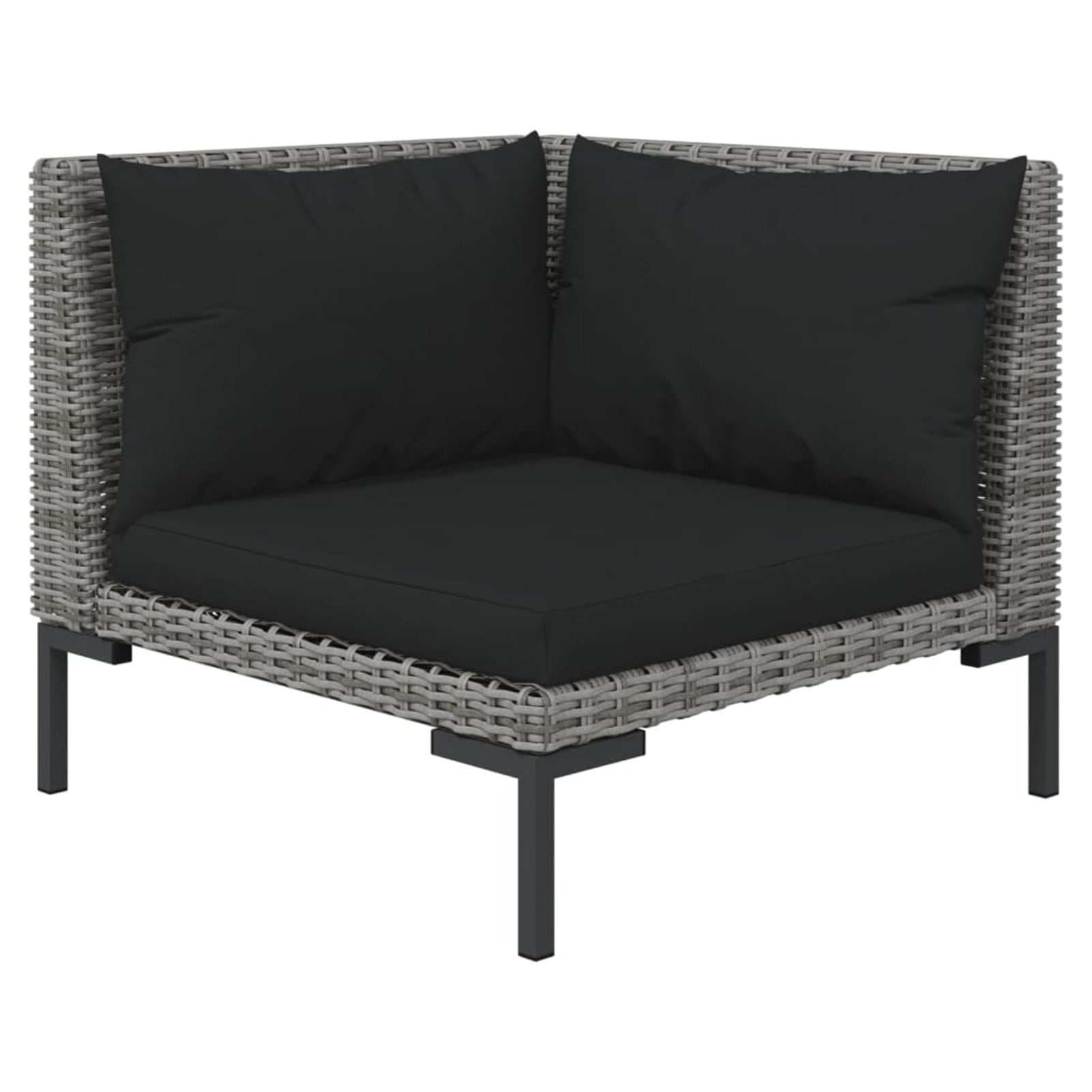 9 Piece Dark Gray Outdoor Sectional Sofa Set with Cushions Steel Frame O667