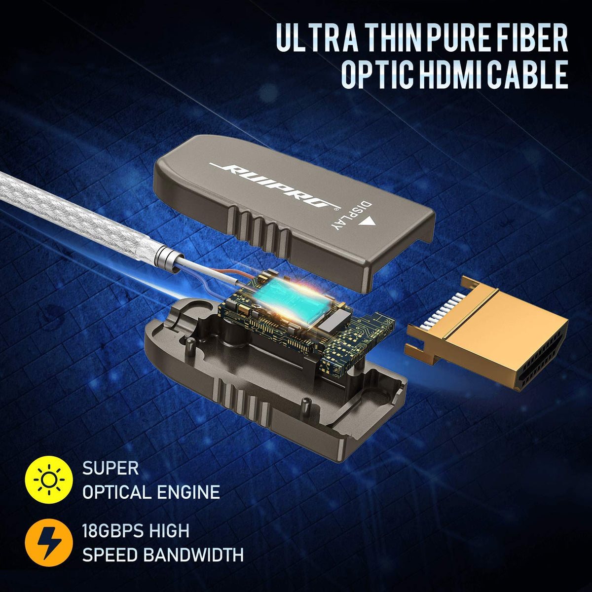 HDMI 2.0b Fiber Optic Cable 65ft 18Gbps O21333