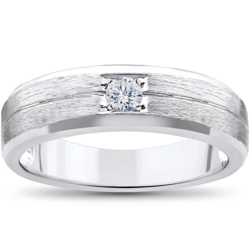 White Gold Solitaire Diamond Wedding Ring Y7149