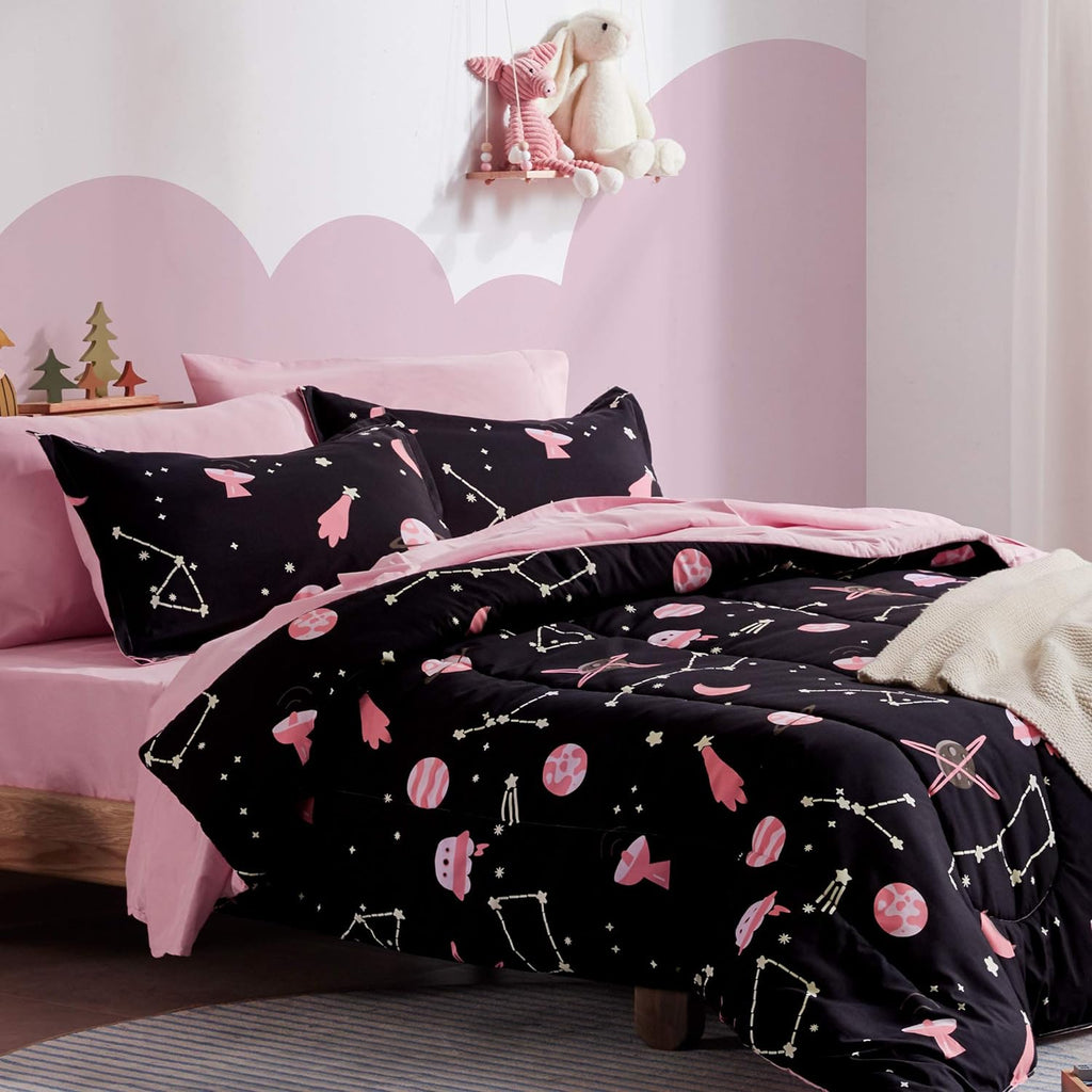 Blue Twin 5 Piece Microfiber Bedding Set K996