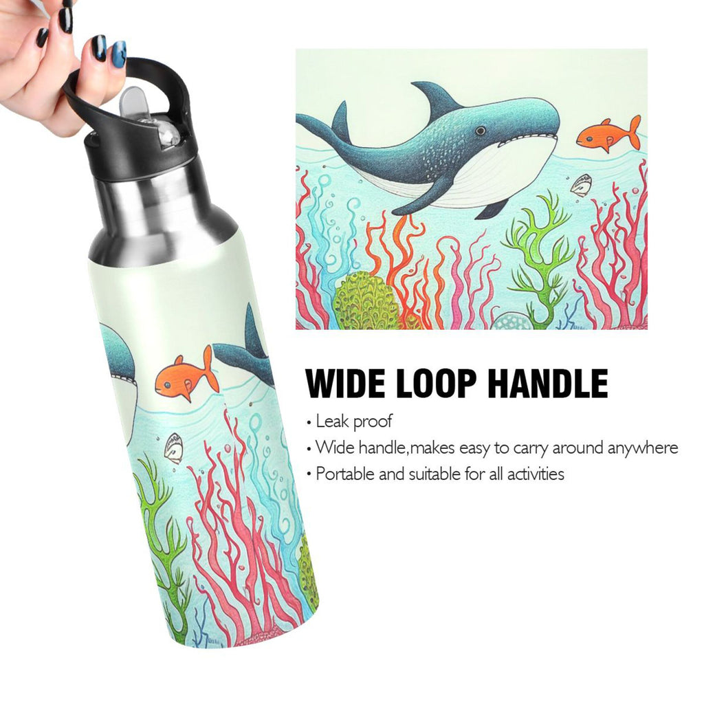 20 oz Insulated Stainless Steel Kids Bottle with Straw Lid H585