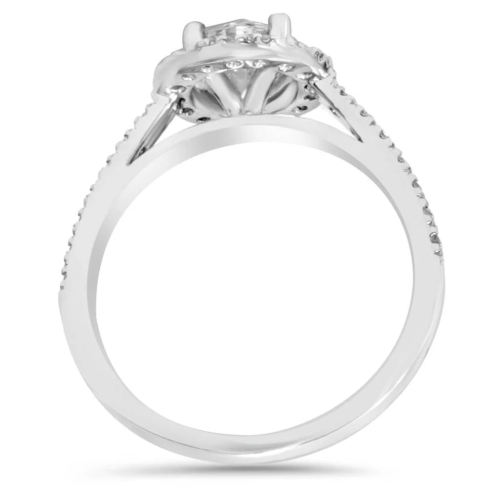 14K White Gold Halo Diamond Engagement Ring J89985