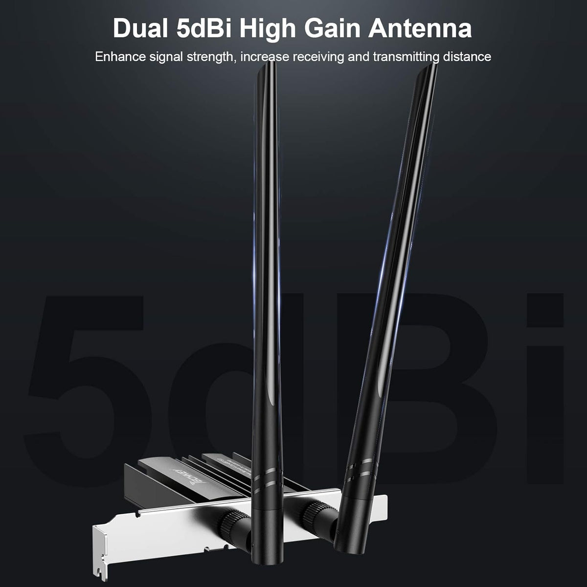 WiFi 6 Card PCIe 3000Mbps Wireless Adapter with Bluetooth 5.0 Dongle Dual Band 5dBi Antenna T8584