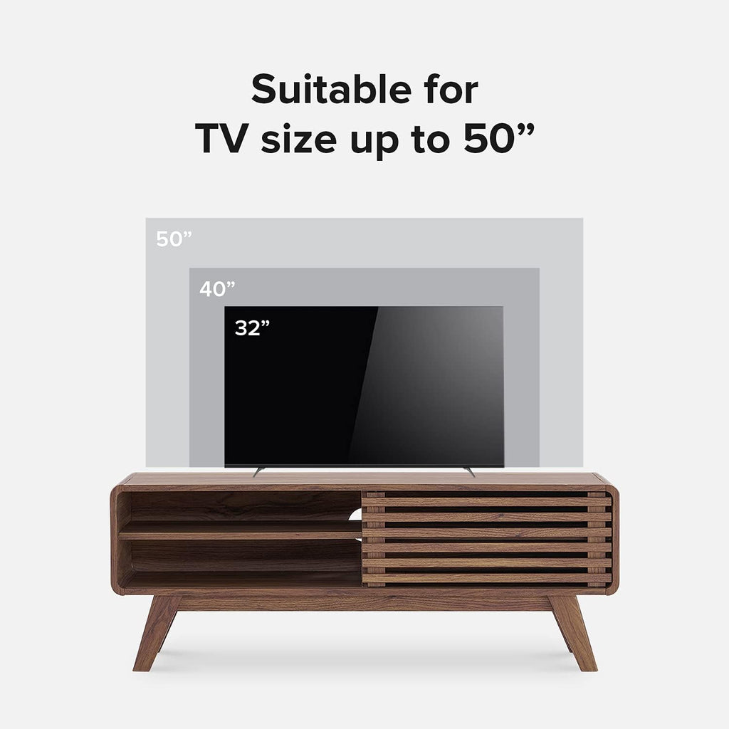 Scandinavian TV Stand with Slatted Door S134666