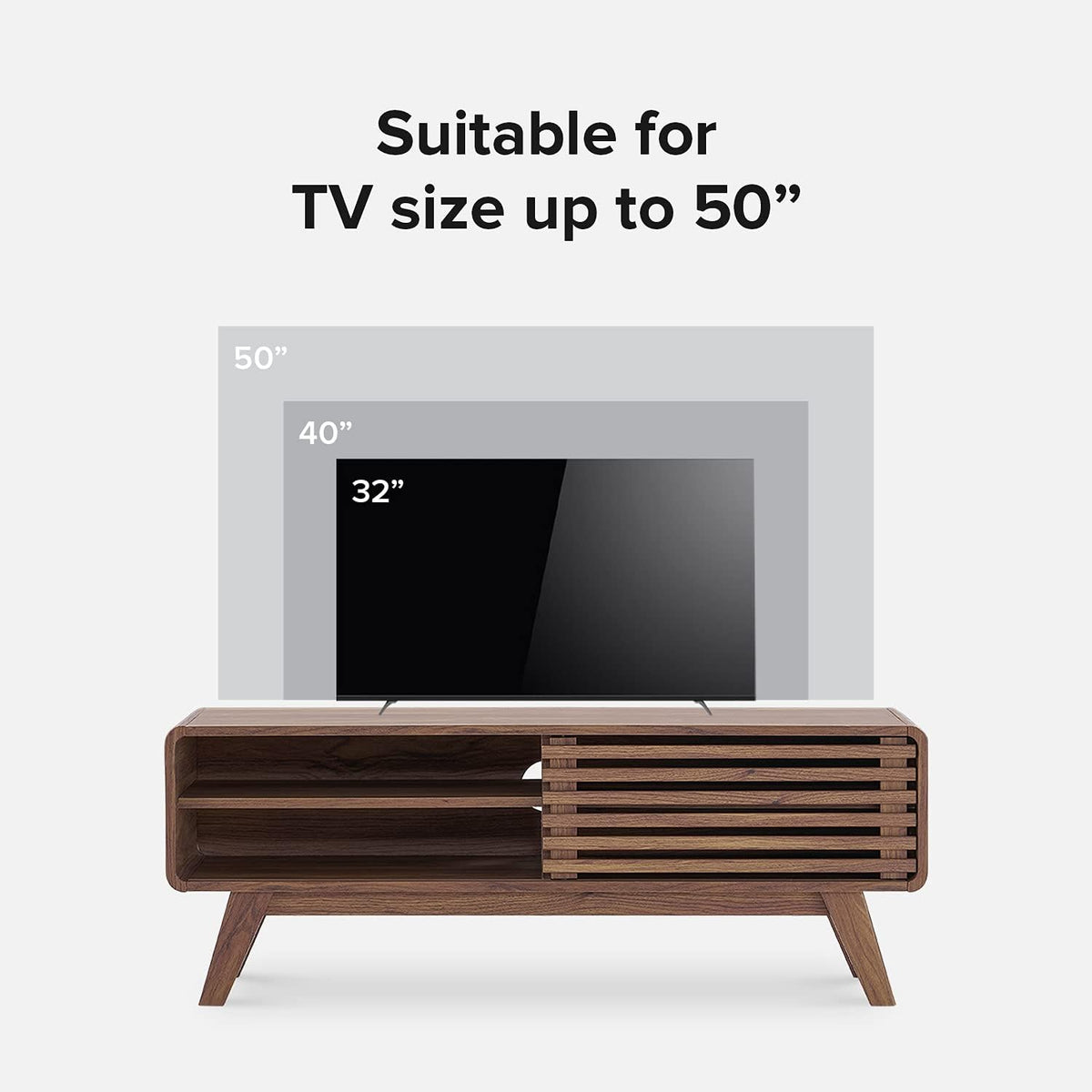 Scandinavian TV Stand with Slatted Door S134666