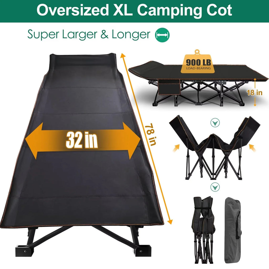 Oversized Portable Folding Camping Cot with Mattress and Carry Bag E84930