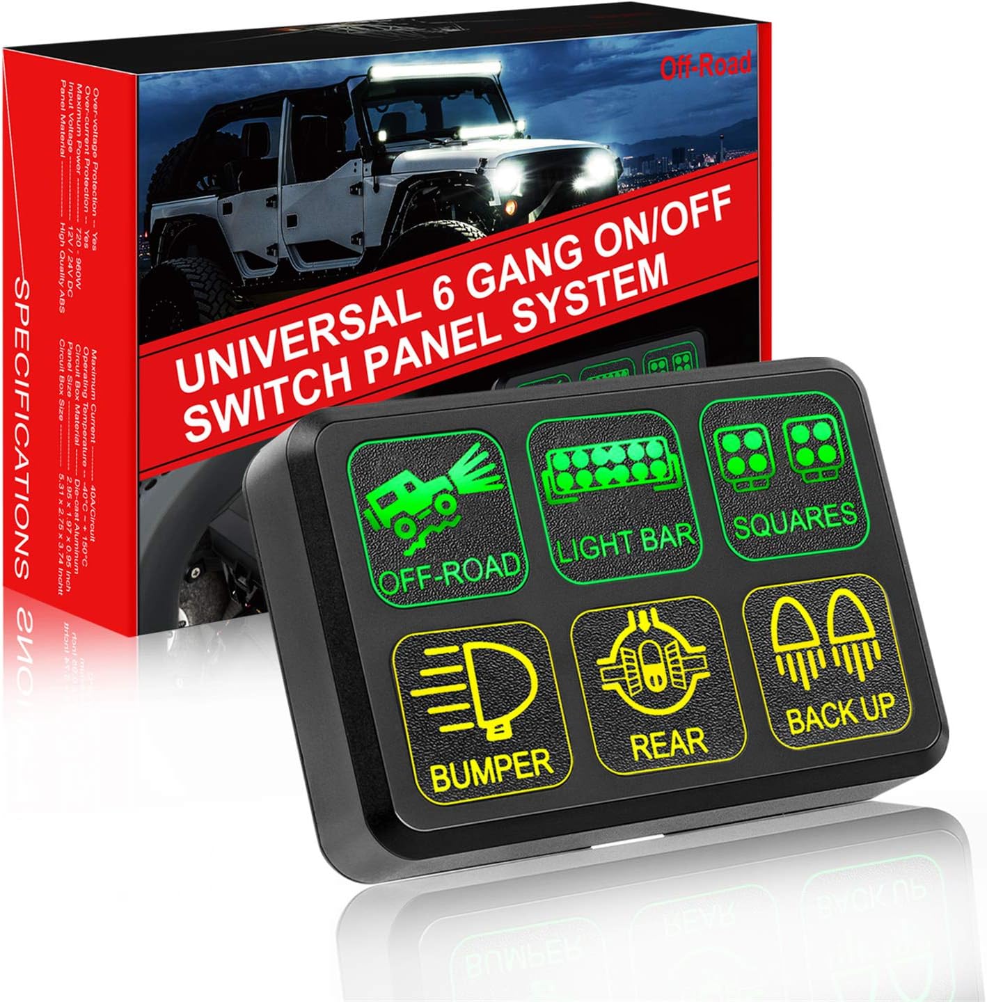 6 Gang Switch Panel with Label Stickers C65107
