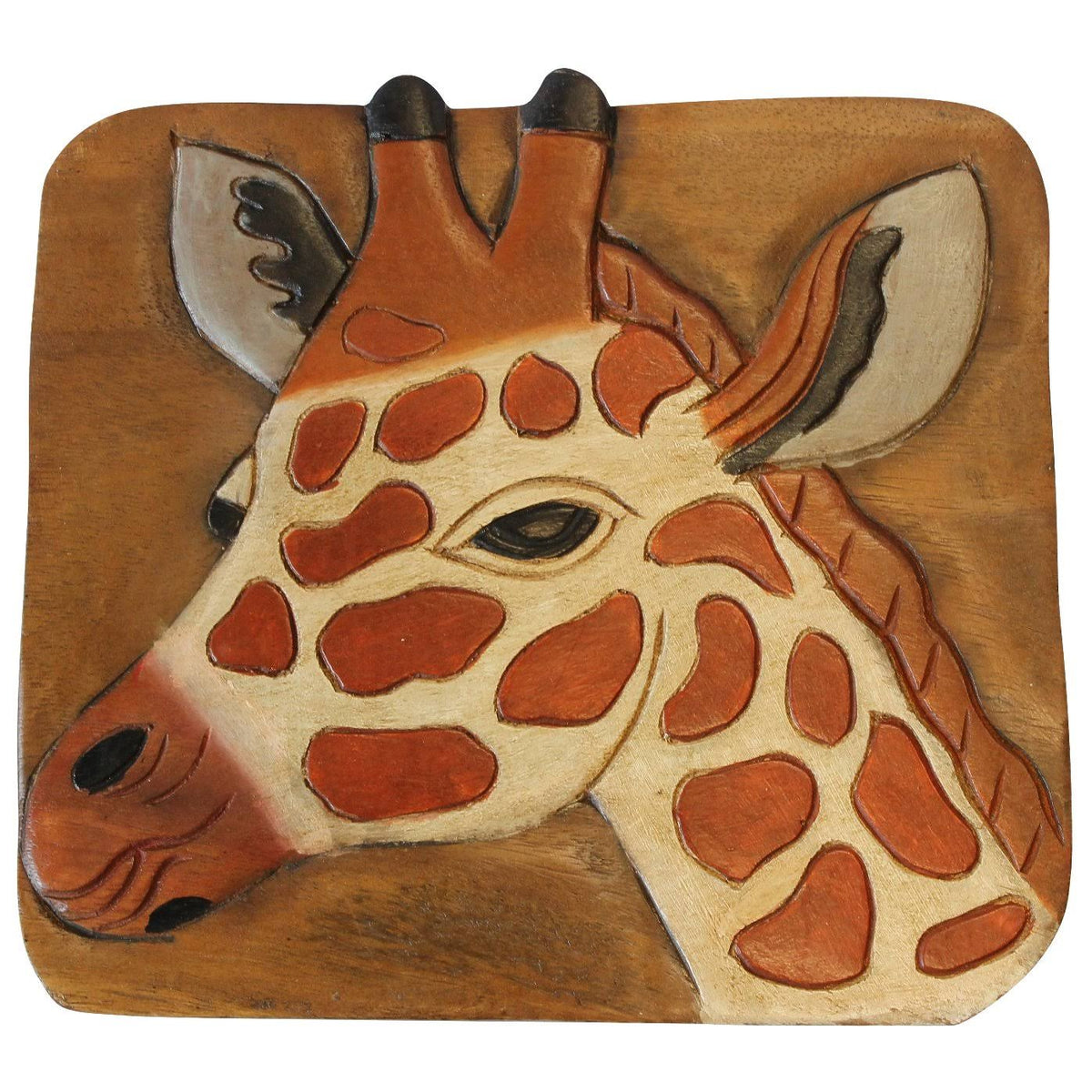 Carved Stained Wood Step Stool A788
