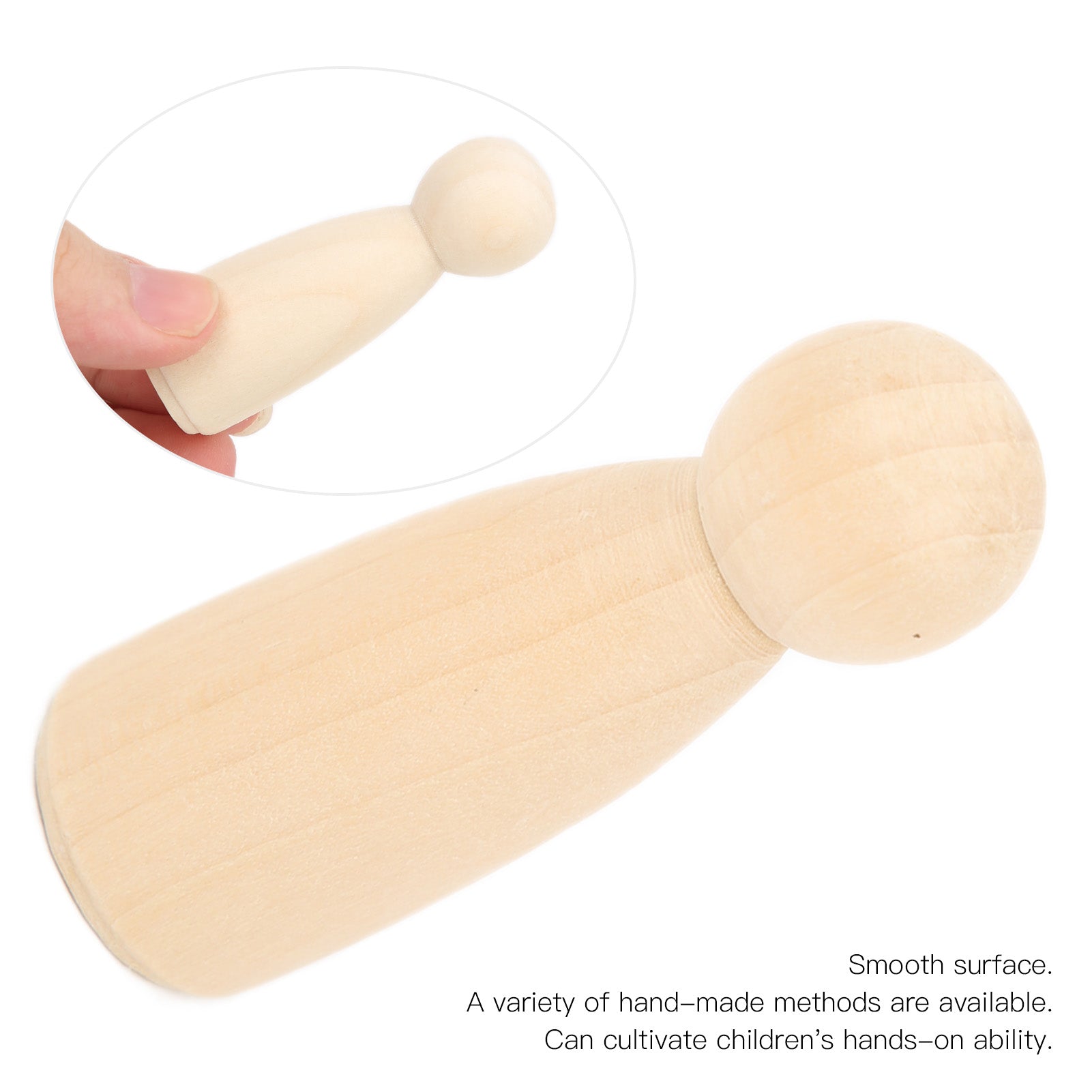 10Pcs Unfinished Wooden Peg Dolls for Kids DIY Craft 75mm / 3.0in H573532