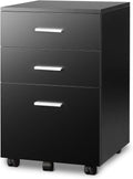 Walnut 3 Drawer Wood Mobile File Cabinet A299