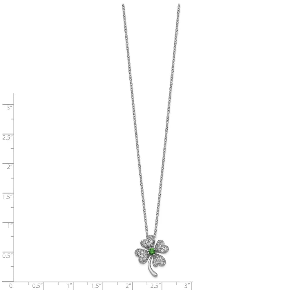 18 Inch Sterling Silver Four Leaf Clover Necklace C645