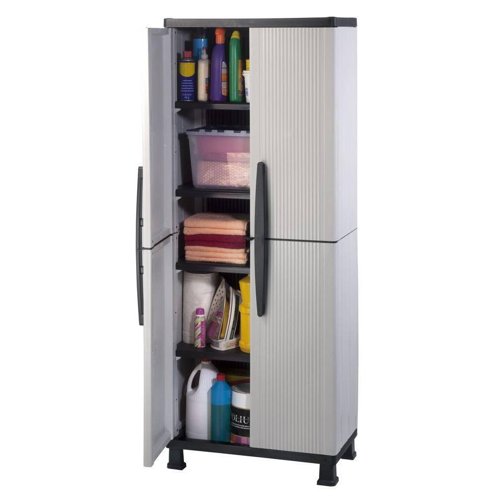 4 Shelf Plastic Cabinet in Gray S3541
