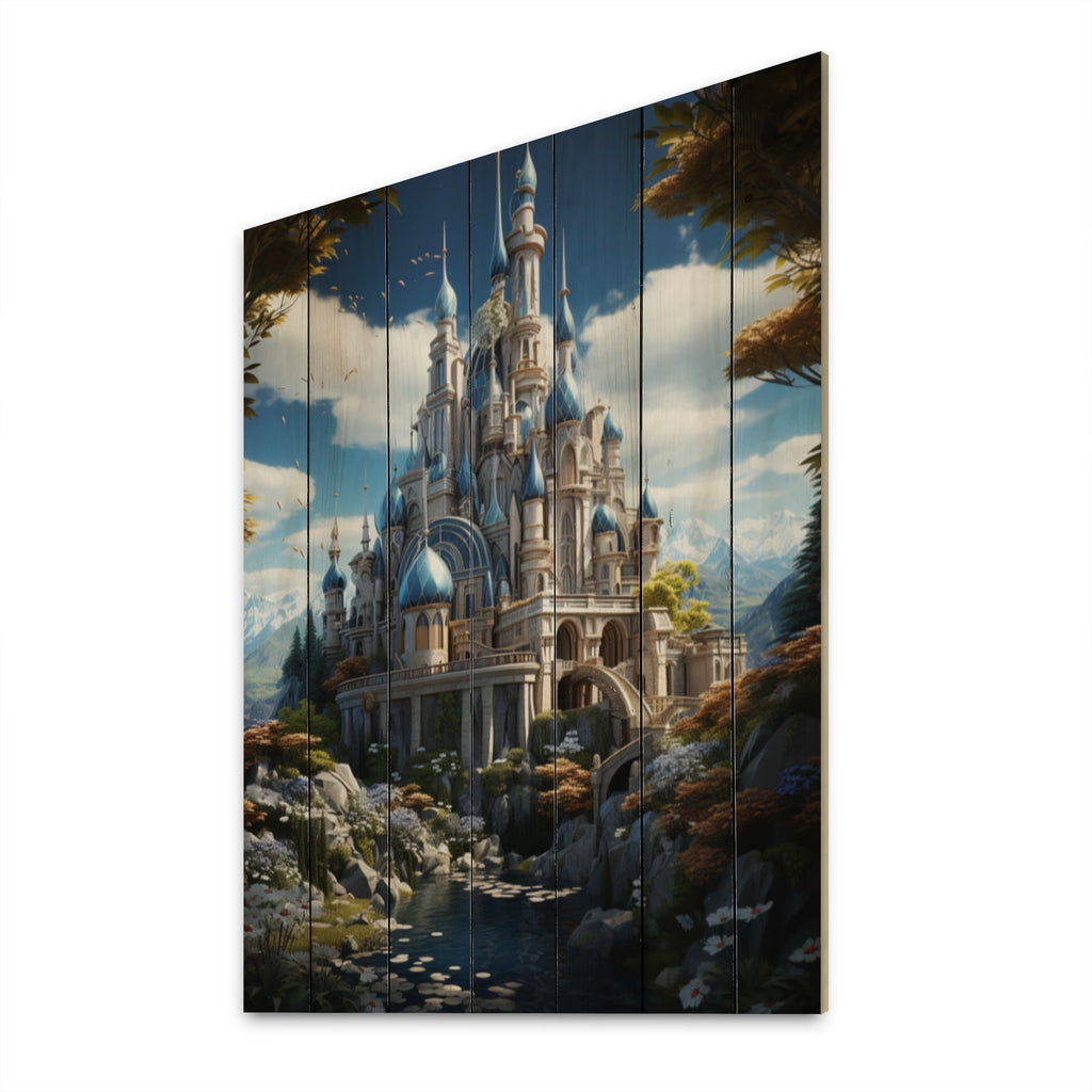 Castles Print on Natural Pine Wood D456837