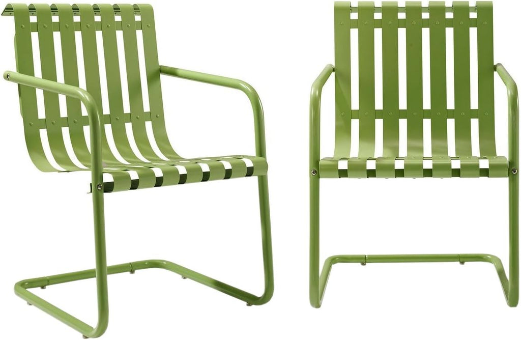 Caribbean Blue Metal Outdoor Spring Chair (Set of 2) V768