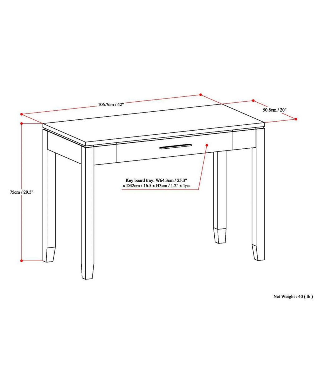 Russet Brown Solid Wood Home Office Desk O26904